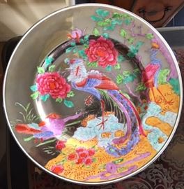 Rare luster Argus Pheasant plate designed by Daisy Making-Jones