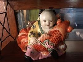 Chinese famille rose boy with koi 