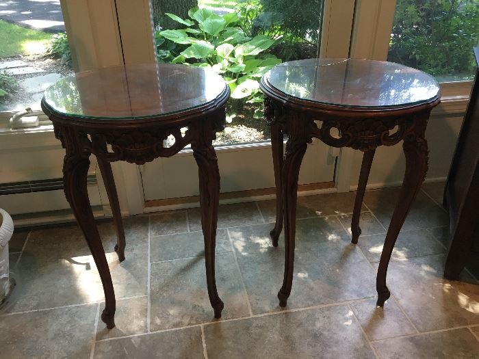 Pair of Carved Accent/End Tables
