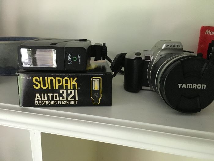 CAMERAS: MINOLTA TAMRON; MAMIYA NC 1000 + Lens; VIVATAR & SUNPAK Auto 321 Electronic Flash