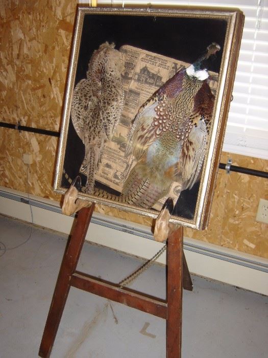 Easel w/ pheasant feather skins