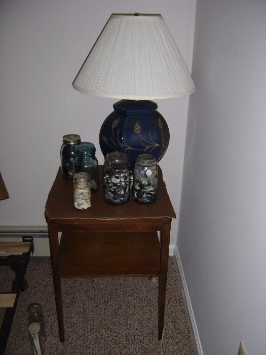 table, lamp and button collection