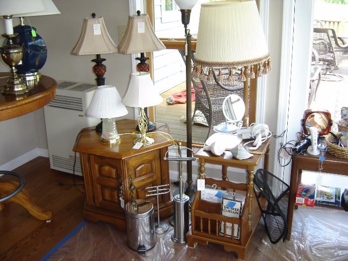 assorted lamps, magazine table