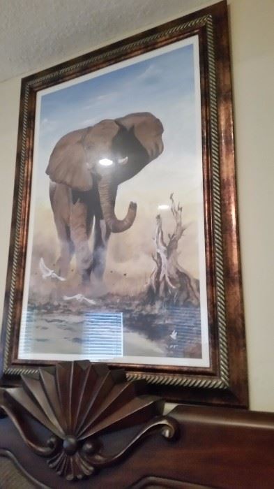 Large framed elephant print