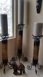 Bamboo candle holders with candles