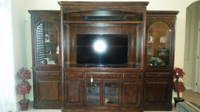 This is a very large very nice lighted entertainment center.  Picture does not do it justice, it is beautiful.  T.V. in this picture is not for sale.