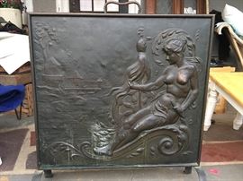 Antique art nouveau fireplace screen