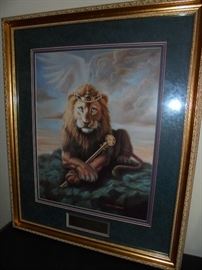 Matter & framed picture'Lion of Judah' signed & numbered