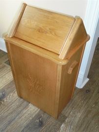 wood trash can