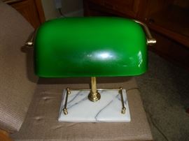 Green/brass/marble desk lamp
