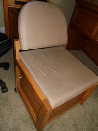 oak office chair w/lockable file cabinet built in