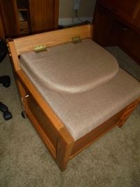 oak office chair w/lockable file cabinet built in