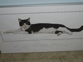 Cat watercolor  signed