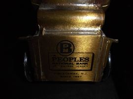 Vintage 1970's Banthrico metal 1902 Rambler coin bank