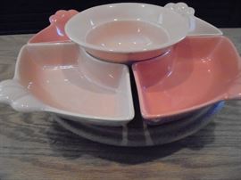 Vintage USA Chip & Dip lazy susan pink