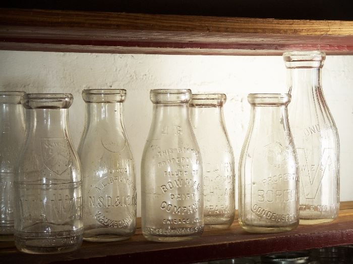Embossed vintage dairy milk bottles