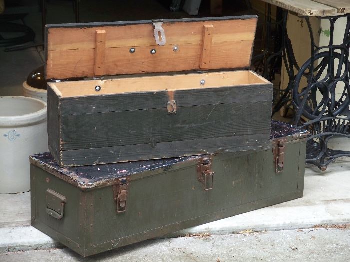 Military ammo boxes and foot locker