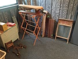 Clothes drying racks, wash boards