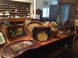 Trays, railroad lanterns