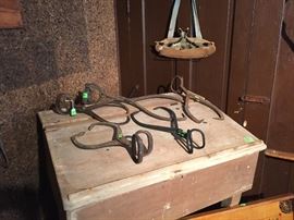 Ice block tongs and clerk's desk