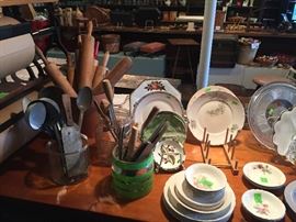 Wood rolling pins, utenisls, egg beaters