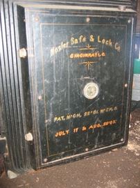 Mosler safe from late 1800's.  Personalized with name of "Peter Philhower" on top - first owner and builder of store.