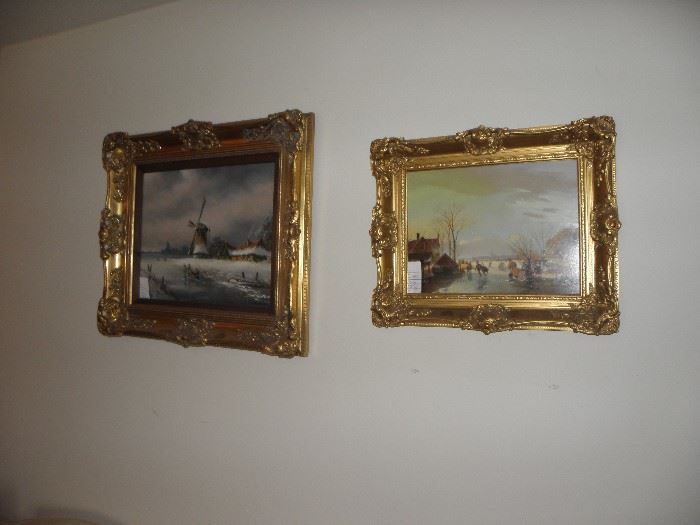 Dutch paintings in ornate frames