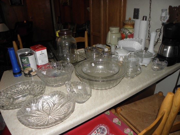 Leaded glass bowls, mixing bowls, etc.