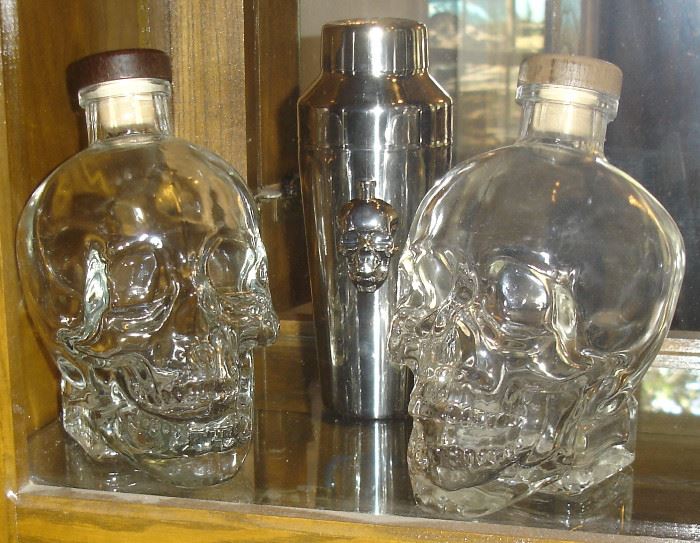 Dan Akroyd Skull Head vodka bottles