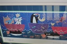 One of several framed pieces of art