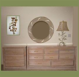 Bedroom Dressers, Mirror, Lamp and Wall Sconce 