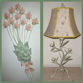 Attractive Metal Wall Sculpture and Metal Floral Lamp  