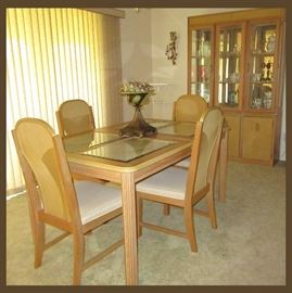 Formal Dinette Set, Table and 4 Chairs, Hutch and Matching Sideboard 