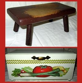 Small Milking Stool and Small Box with Vegees 