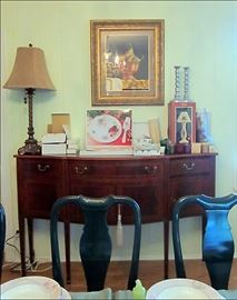 Flame Mahogany Server with Lenox, Mikasa, etc.