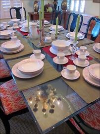 Dining Table with Mikasa Service for 16.