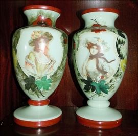 Complimentary Handpainted Bristol Vases.