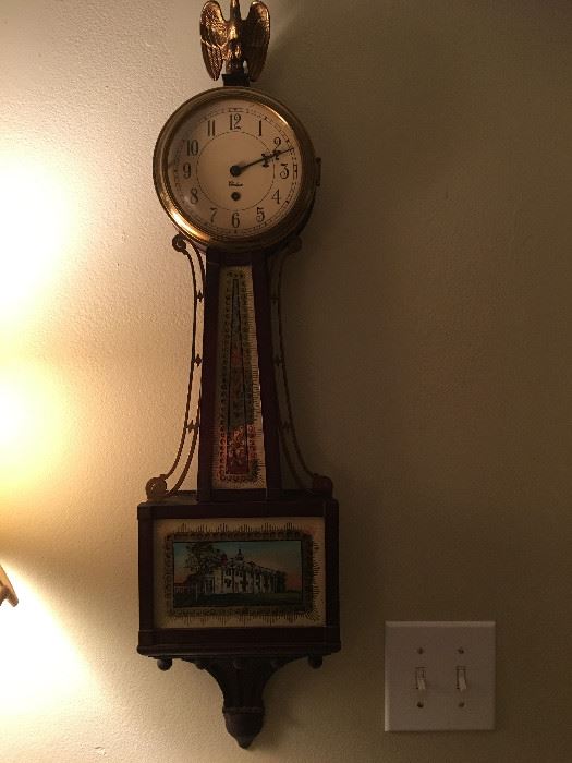 1940's Chelsea Banjo Clock Mount Vernon Reverse Painted