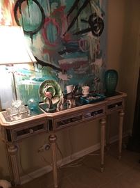 Silver and Mirrored Console