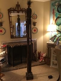 African Wood Carving of Tribal Man 6 Feet Tall