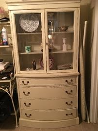 1940's Painted White China Cabinet
