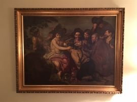 1850's Oil Painting after Velasquez' Feast of Bacchus  41 x 53