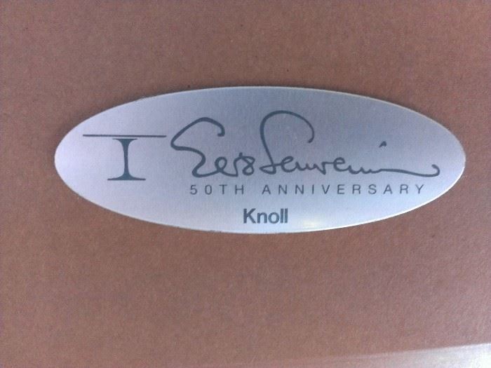 50th anniversary and signature name plate for Pearwood table