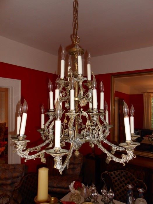 beautiful heavy brass chandelier