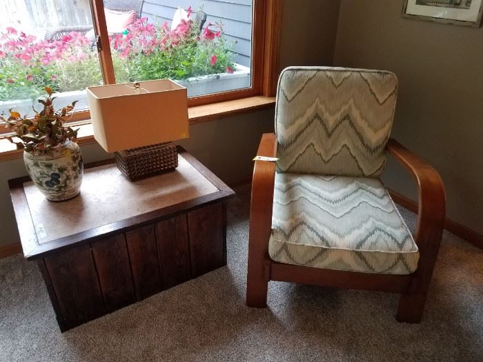 mid century lounge chair and table