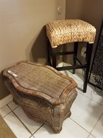 wicker chest and stool
