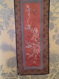 Asian silk wall hanging