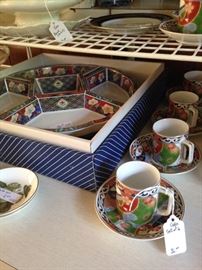 Asian cups and saucers and divided server
