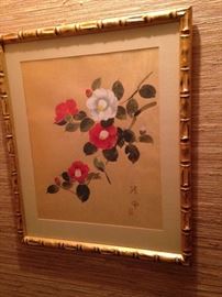 Bamboo style framed Asian art