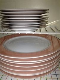 Fitz and Floyd peach-colored rim plates